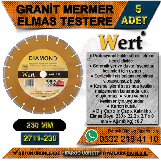 Wert 2711-230 Granit Mermer Elmas Testere (230 Mm) (5 Adet)