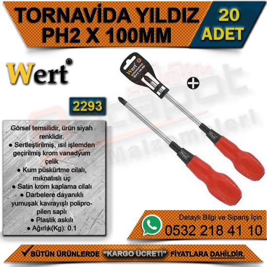 Wert 2293 Tornavida - Yıldız (PH2x100 Mm) (20 Adet)