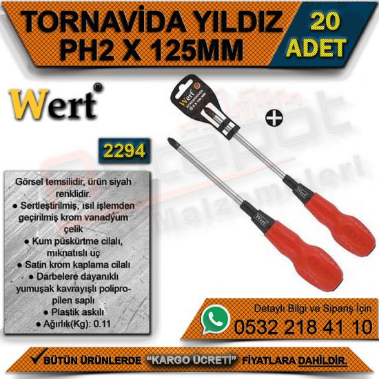 Wert 2294 Tornavida - Yıldız (PH2x125 Mm) (20 Adet)