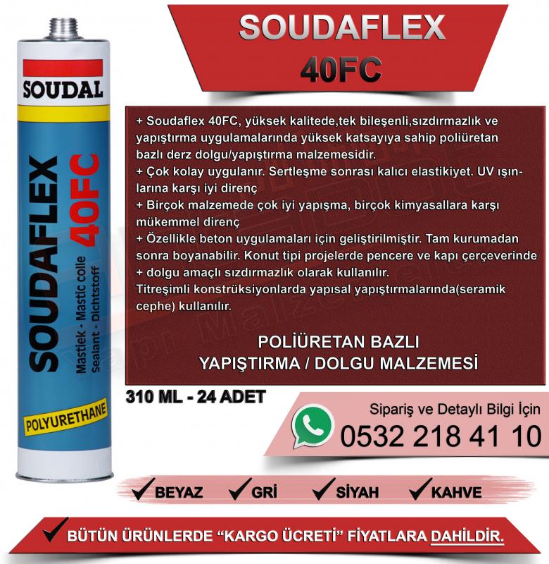 Soudal Soudaflex 40 Fc Poliüretan Mastik Beyaz 290 Ml (24 Adet)