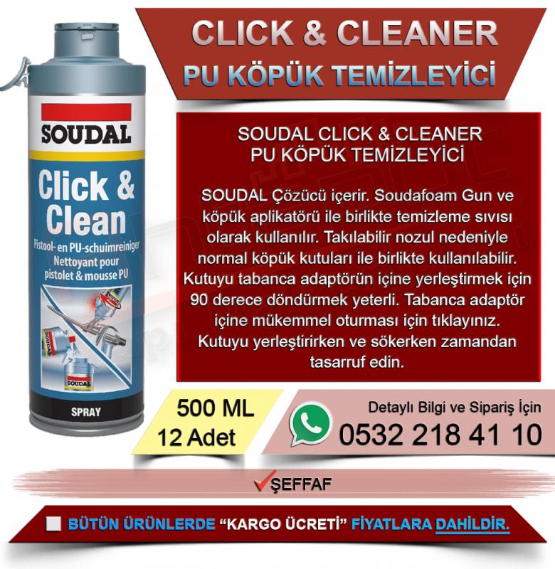 Soudal Clıck&Cleaner Pu Köpük Temizleyici Şeffaf 500 ML (12 Adet)