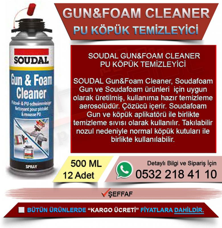 Soudal Gun&Foam Cleaner Pu Köpük Temizleyici Şeffaf 500 ML (12 Adet)