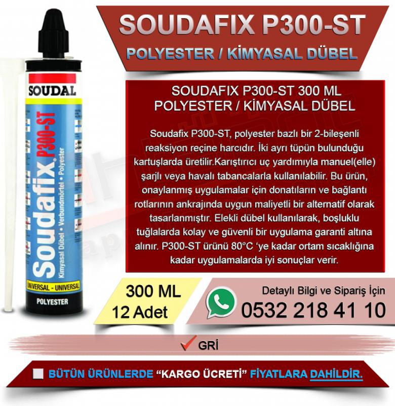 Soudal Soudafix Ea350-St Polyester Kimyasal Dübel Gri 300 ML (12 Adet)