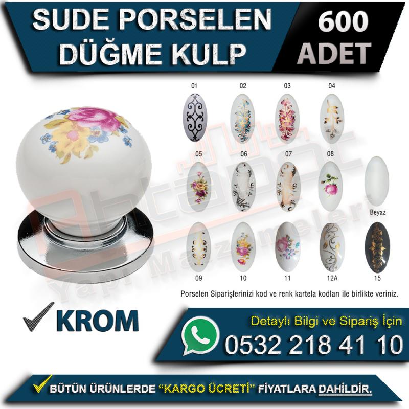 Sude Porselen Düğme Kulp Krom (600 Adet)