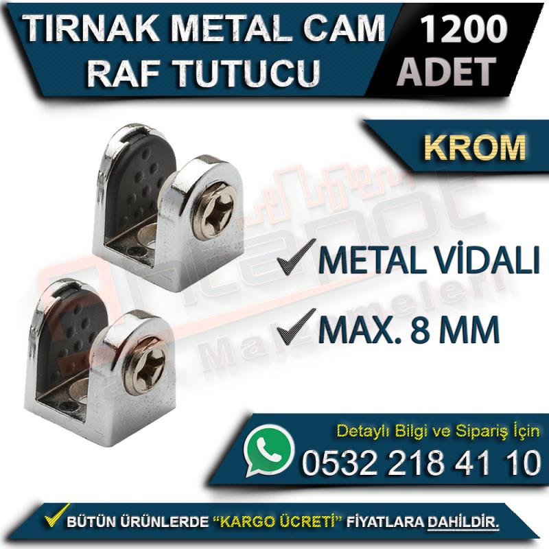 Tırnak Metal Cam Raf Tutucu Metal Vidalı Max 8 Mm Krom (1200 Adet)