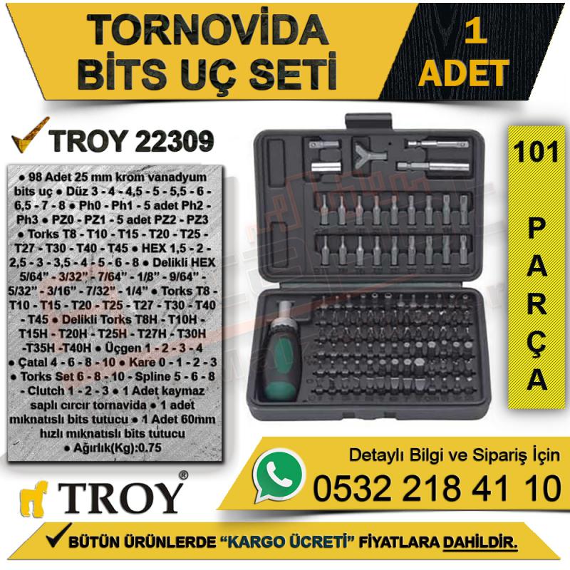 Troy 22309 Tornavida Bits Uç Seti (101 Parça) (Set)