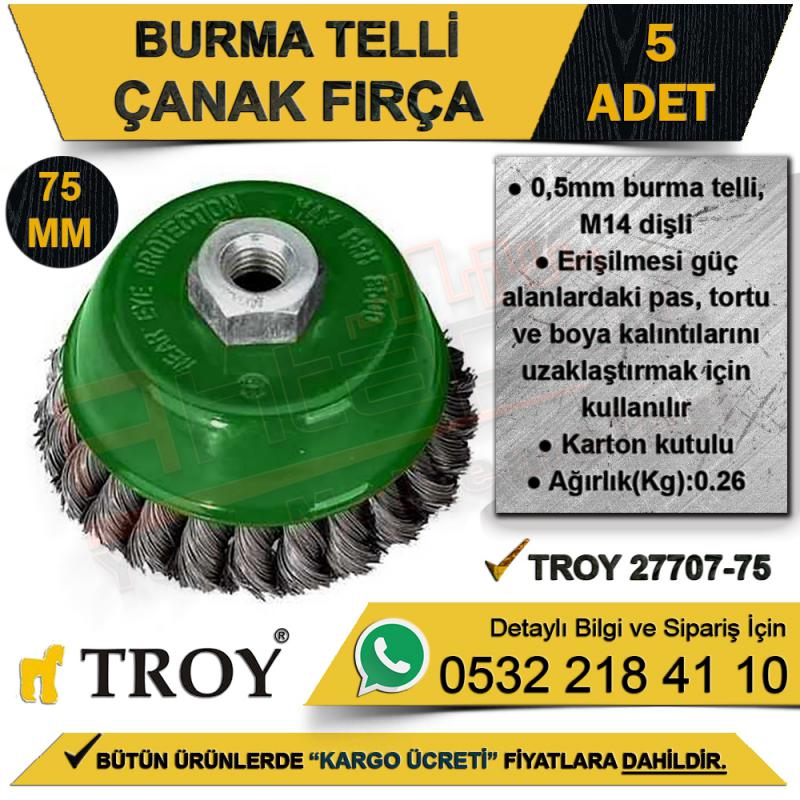 Troy 27707-75 Burma Telli Çanak Fırça 75 Mm (5 Adet)