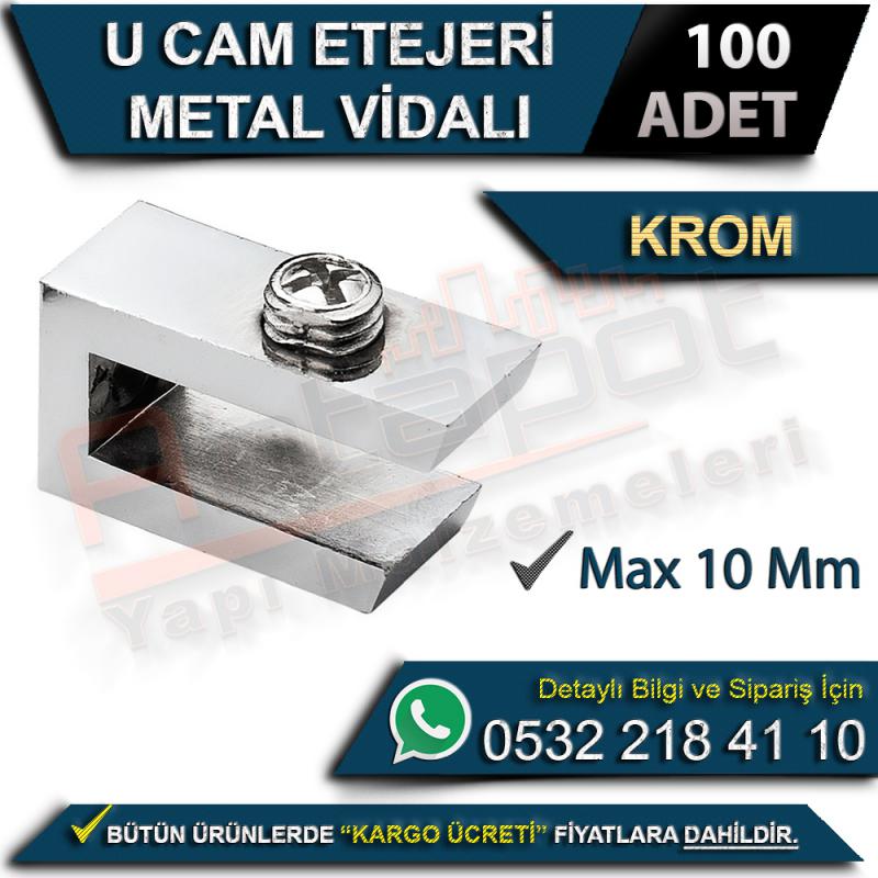 U Cam Etejeri Metal Vidalı (Max 10 Mm) Krom (100 Adet)