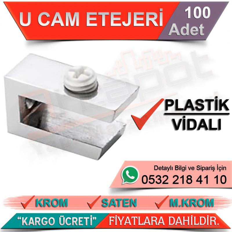 U Cam Etejeri Plastik Vidalı (Max 10 Mm) Krom (100 Adet)