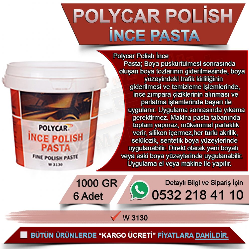 Politek Polycar İnce Polish Pasta 1.000 Gr (6 Adet)