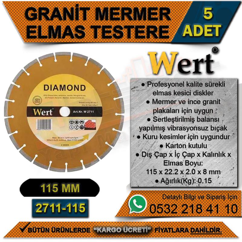 Wert 2711-115 Granit Mermer Elmas Testere (115 Mm) (5 Adet)